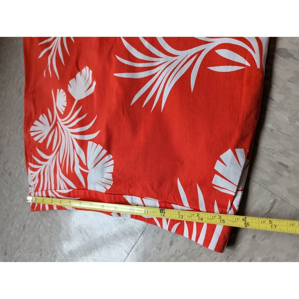 Boden‎ Red White Resortwear Palm Leaf Print A-Line Skirt Elastic US 8L UK 12L